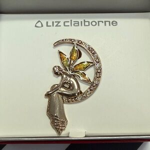 Liz Claiborne Gold and Silver Crescent Brooch